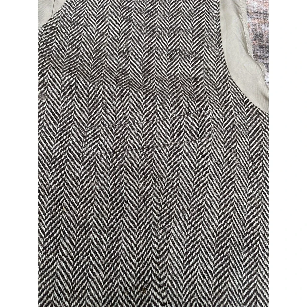Polo Ralph Lauren Herringbone Wool Linen Silk Vest Waistcoat XL Preppy Academia